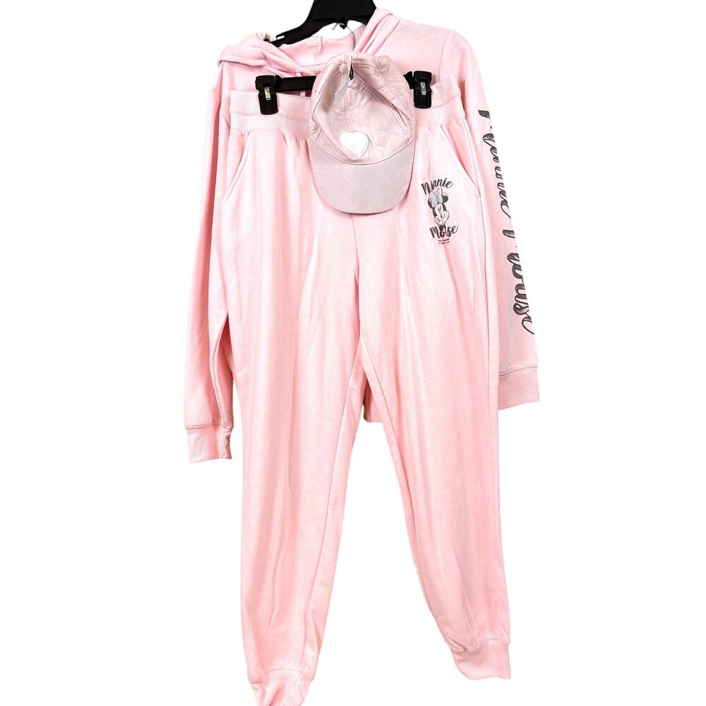 Unbranded Womens L Pink Jogger Set Hoodie Pants Cap NEW Cozy Loungewear